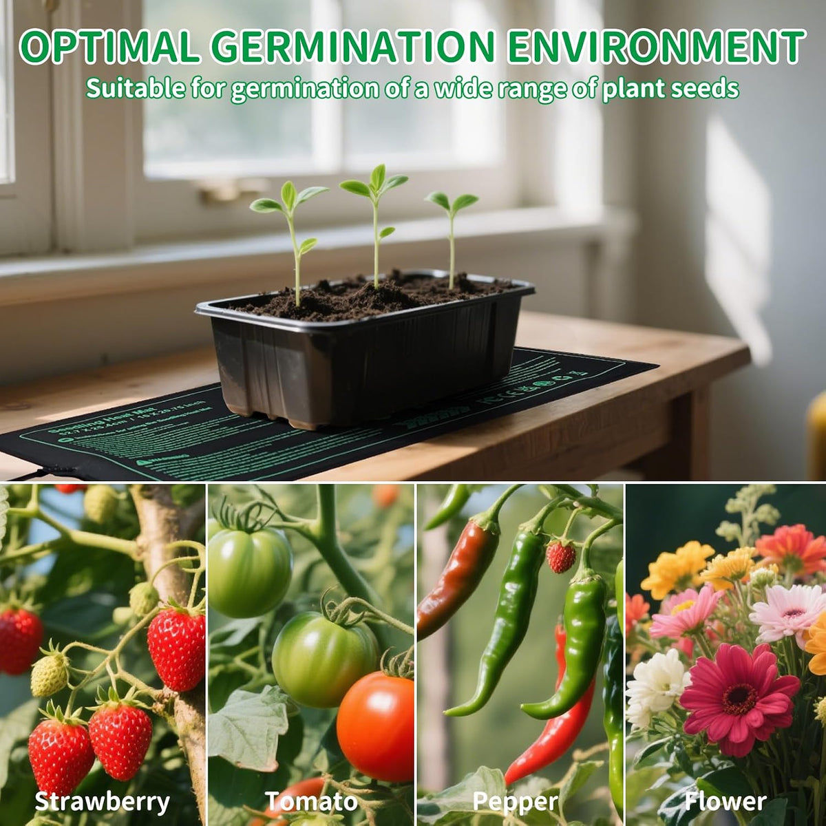 Seedling Heat Mat and Thermostat Combo, 52 x 25 cm