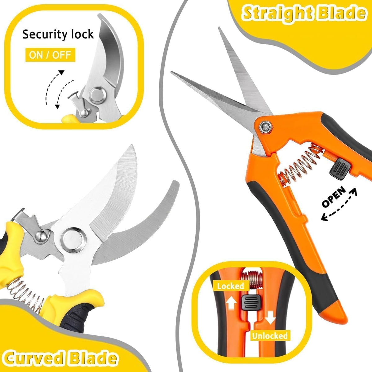 Stainless Steel Pruning Shears, 3 Piece