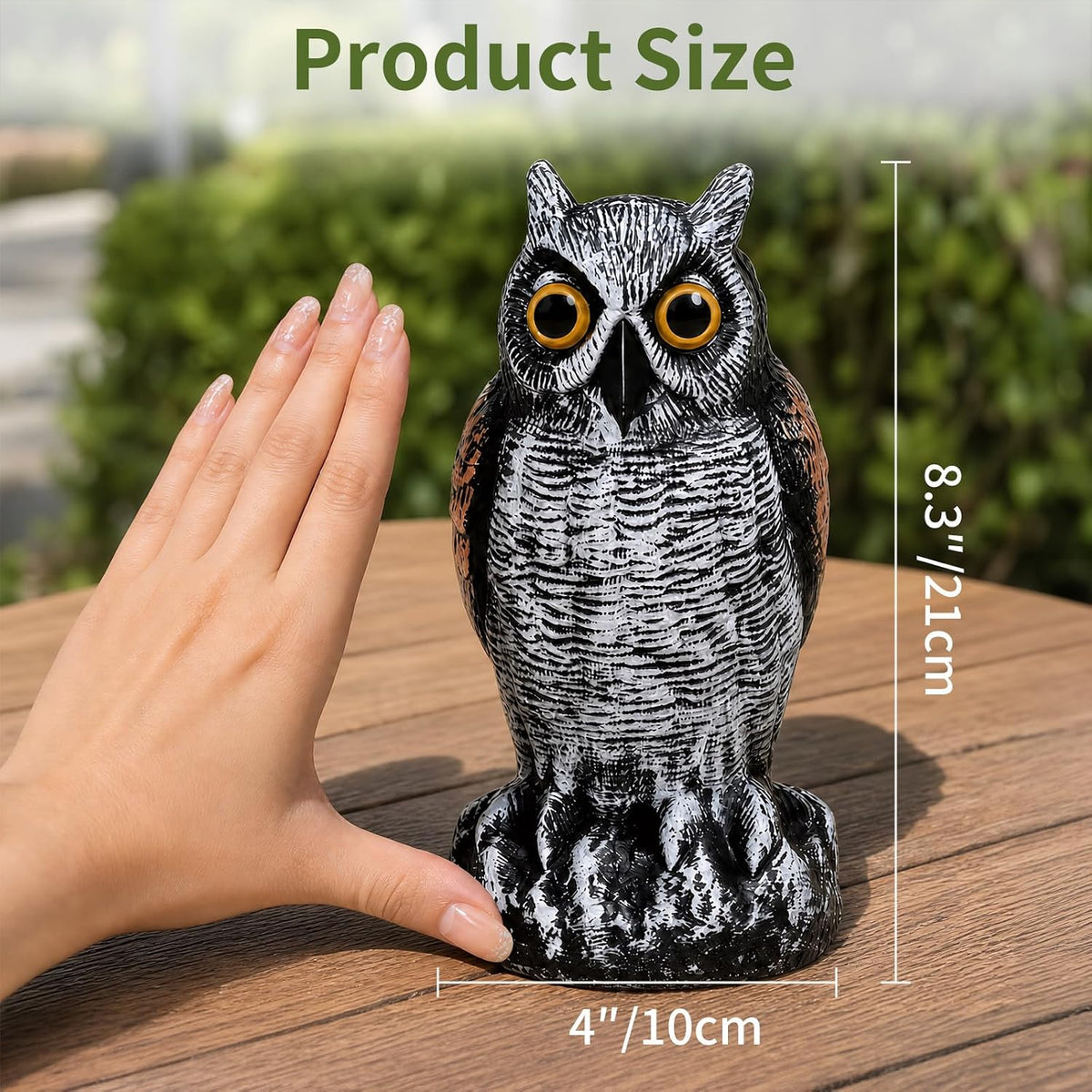 OFFO Fake Owl Bird Scarecrow, Brown & White, 21 cm