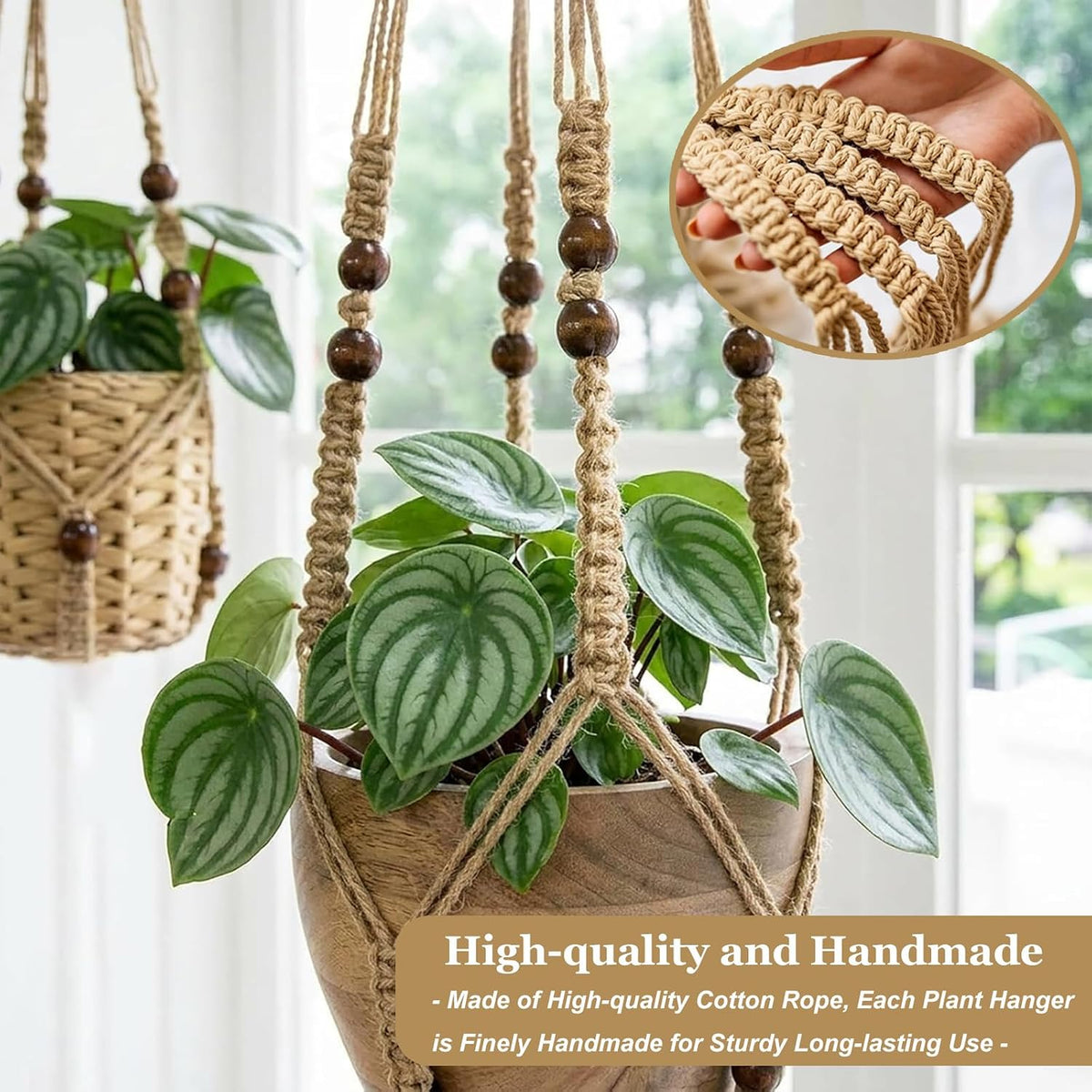Macrame Plant Hangers, 4 Pack