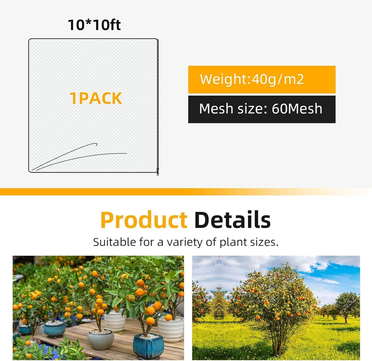 Large Fruit Tree Netting, 10 x 10 ft