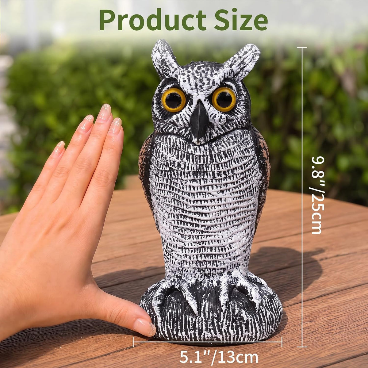 OFFO Fake Owl Bird Scarecrow, Brown & White, 21 cm