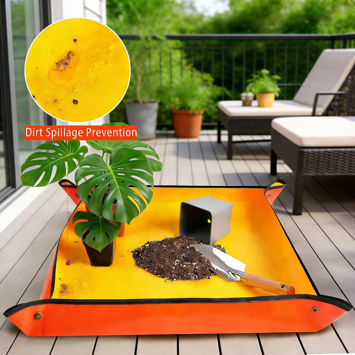 Waterproof Potting Mat with Snap Buttons, Orange