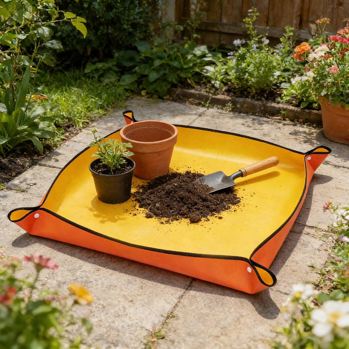 Waterproof Potting Mat with Snap Buttons, Orange