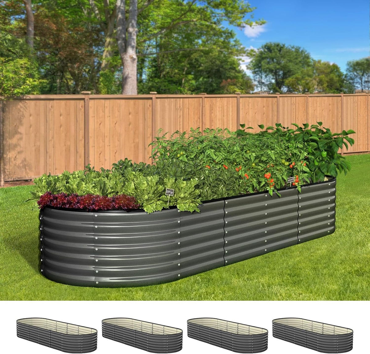 Livsip Galvanised Raised Garden Bed, 240 x 80 x 56 cm