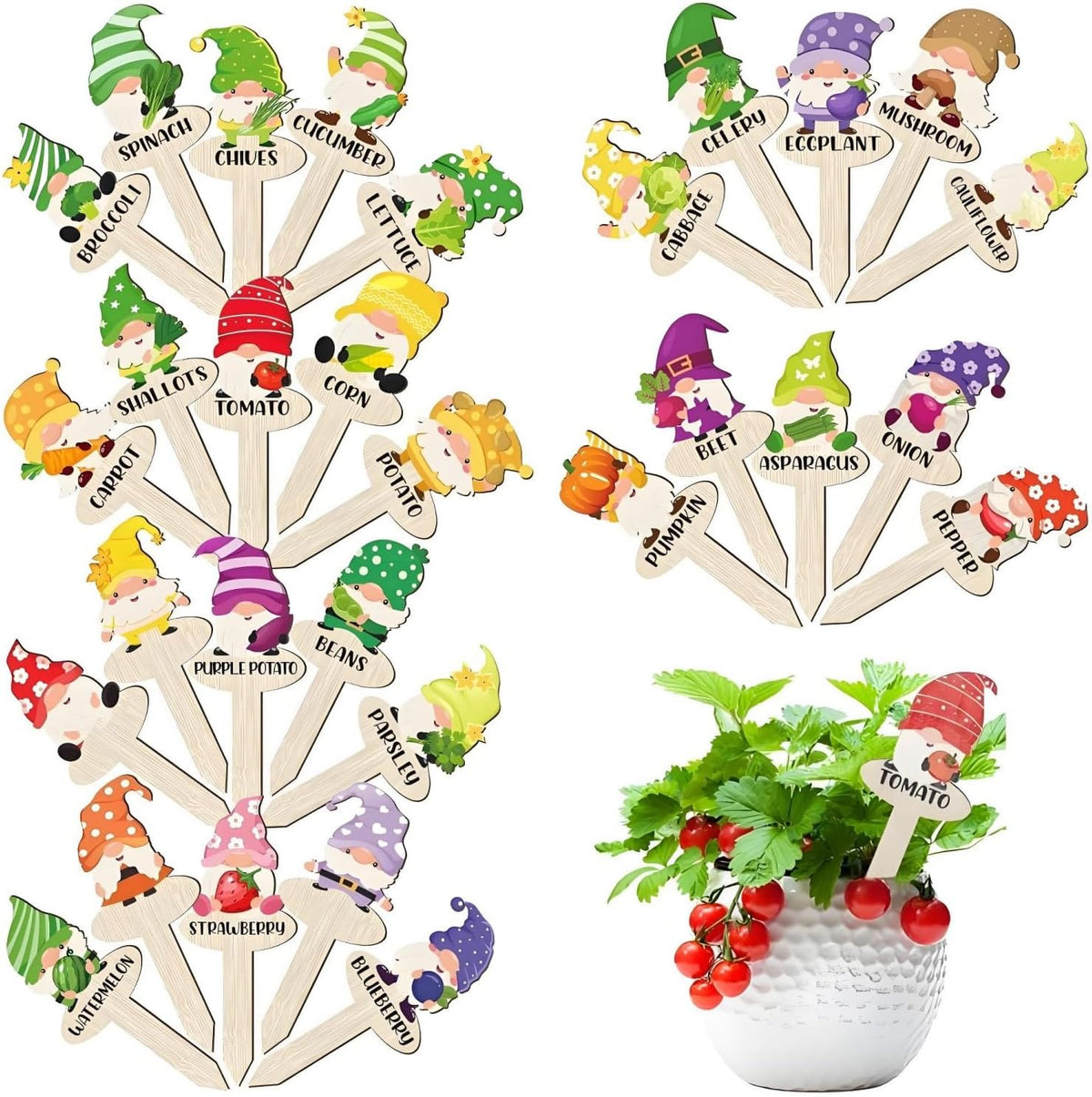 Gnome Garden Markers, 30 Pack