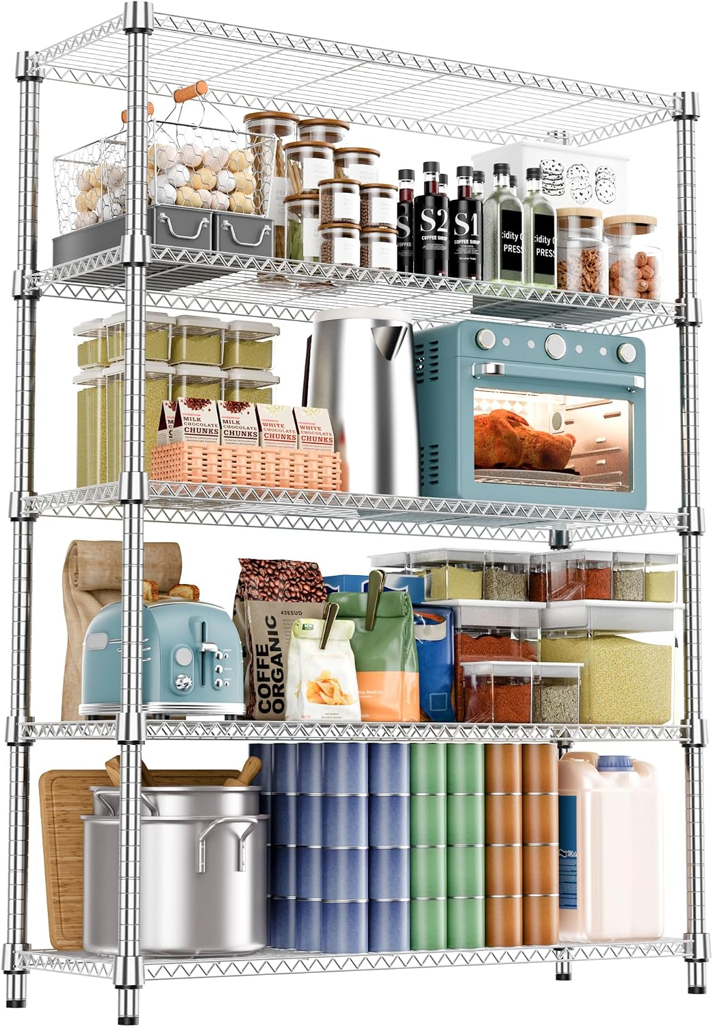 MZG Wire Storage Shelving Unit, 5 Tier