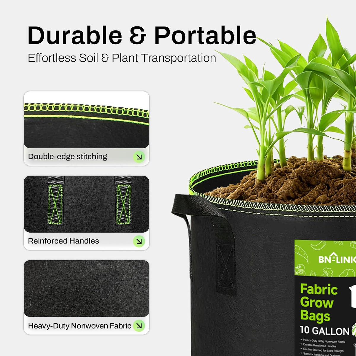 BN-Link Grow Bags, 5 Pack, 10 gal