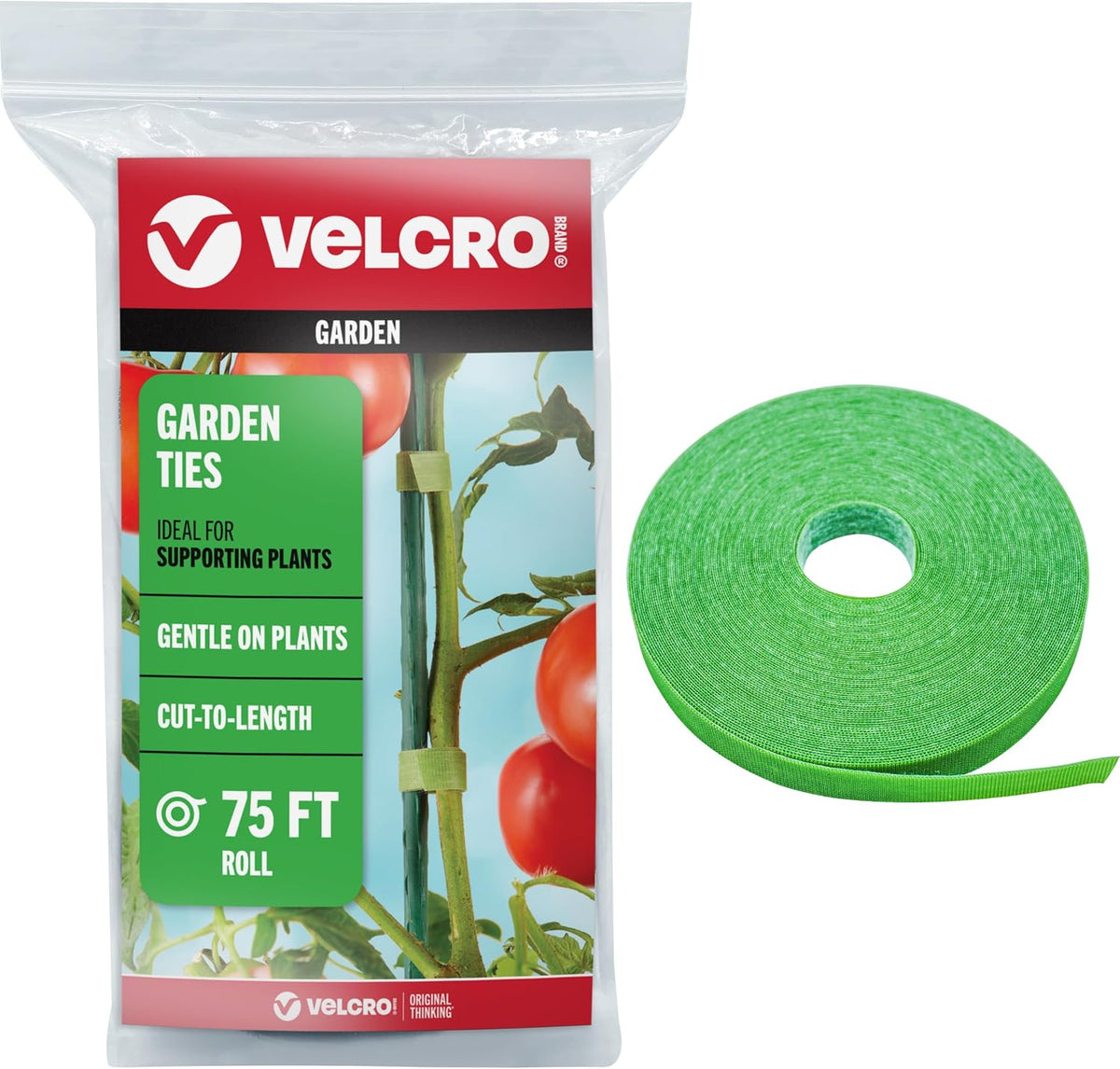 Velcro Brand Adjustable Plant Ties, 75 ft