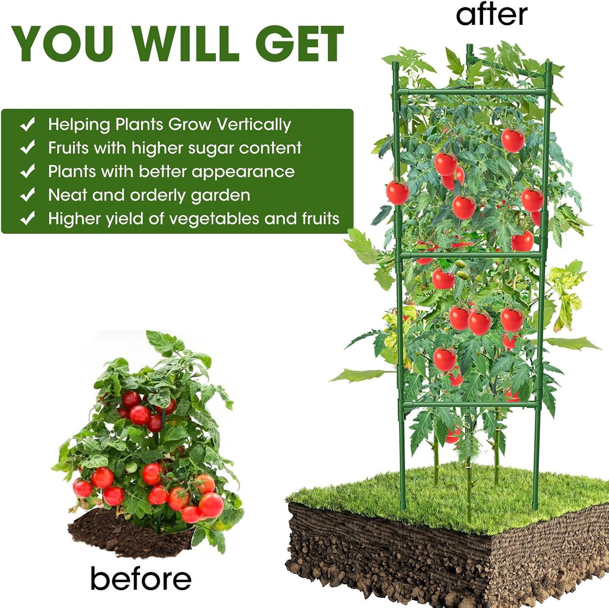 Tomato Cages, 3 Pack, 120 cm