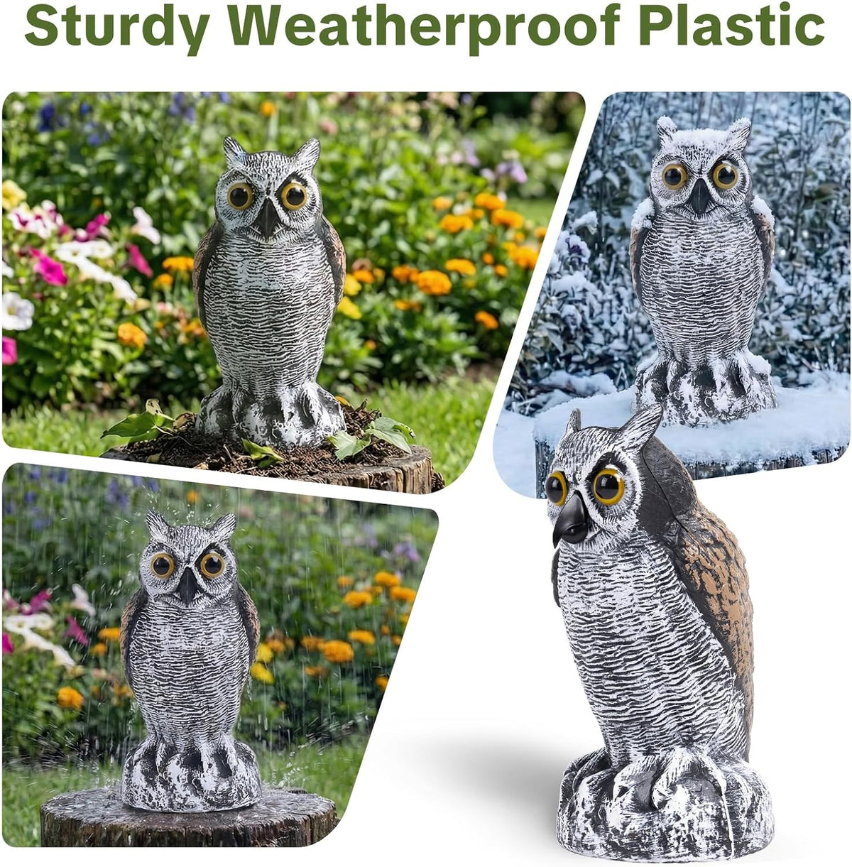 OFFO Fake Owl Bird Scarecrow, Brown & White, 21 cm