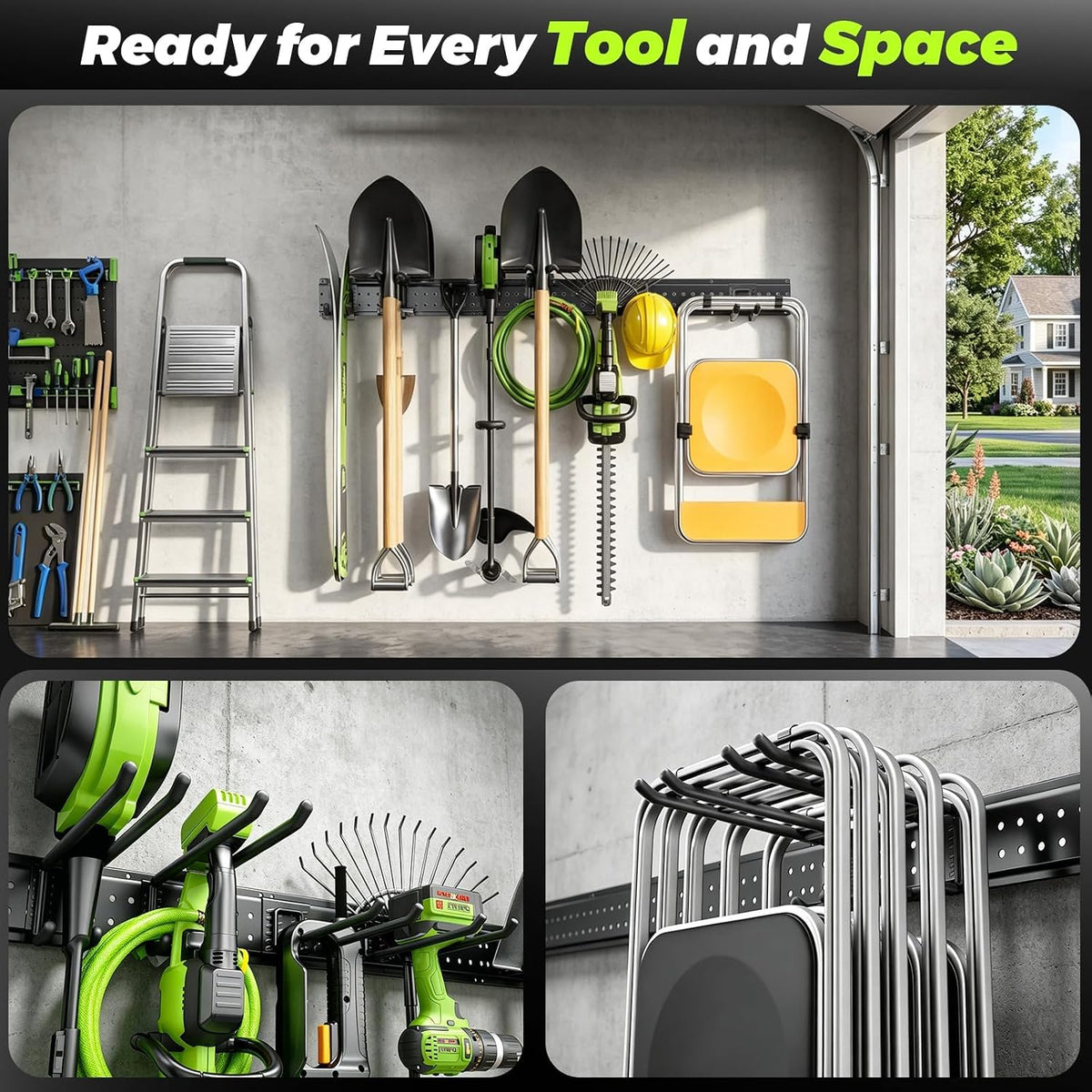 Garage Tool Organiser, Wall-Mounted, 125.7 cm