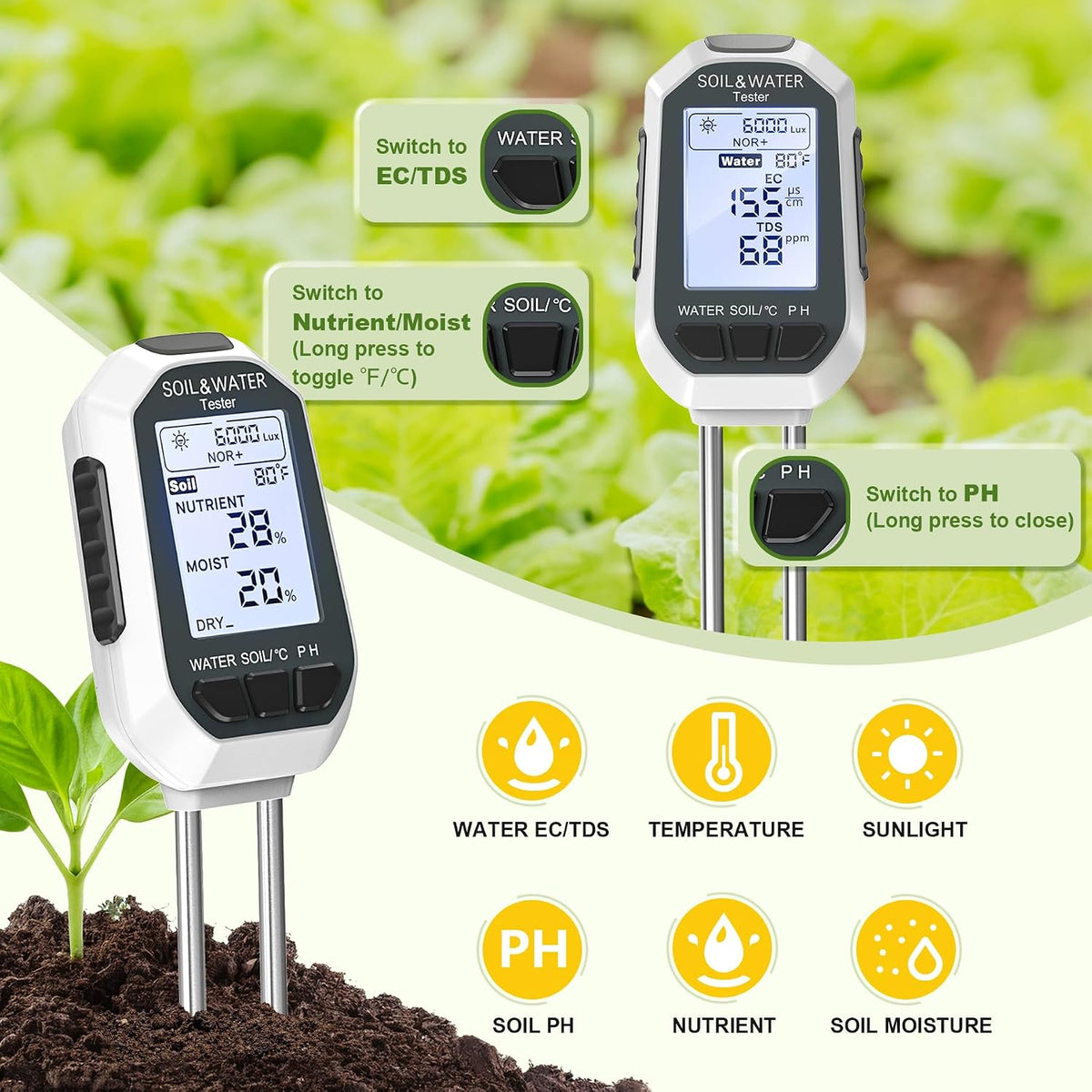 7-in-1 Soil & Water Meter