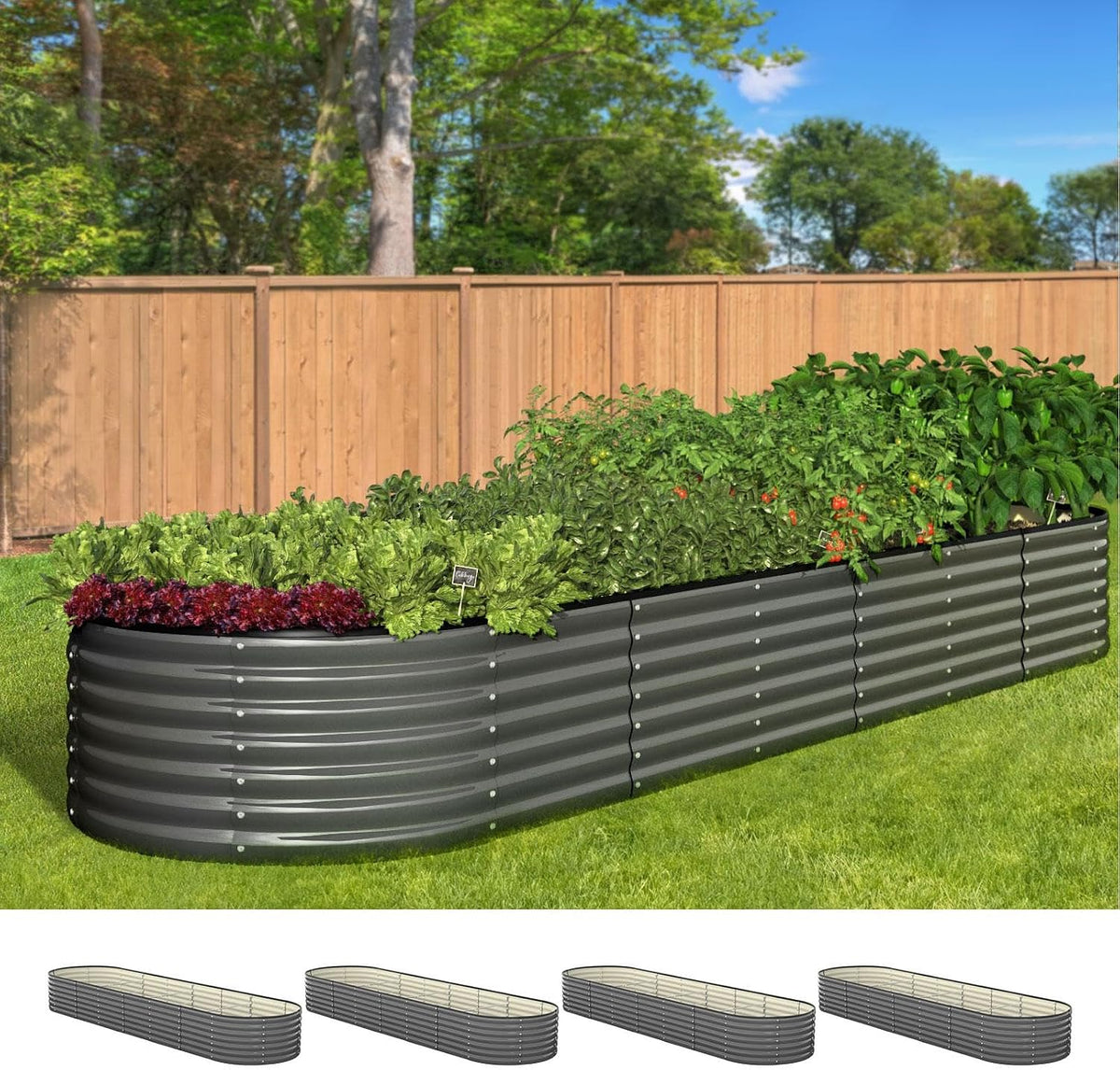 Livsip Galvanised Raised Garden Bed, 240 x 80 x 56 cm
