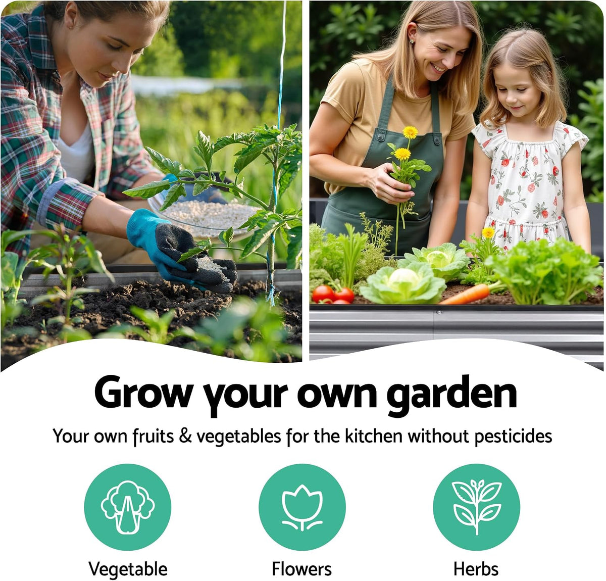 Green Fingers Oval Galvanised Garden Bed, 240 x 80 x 56 cm