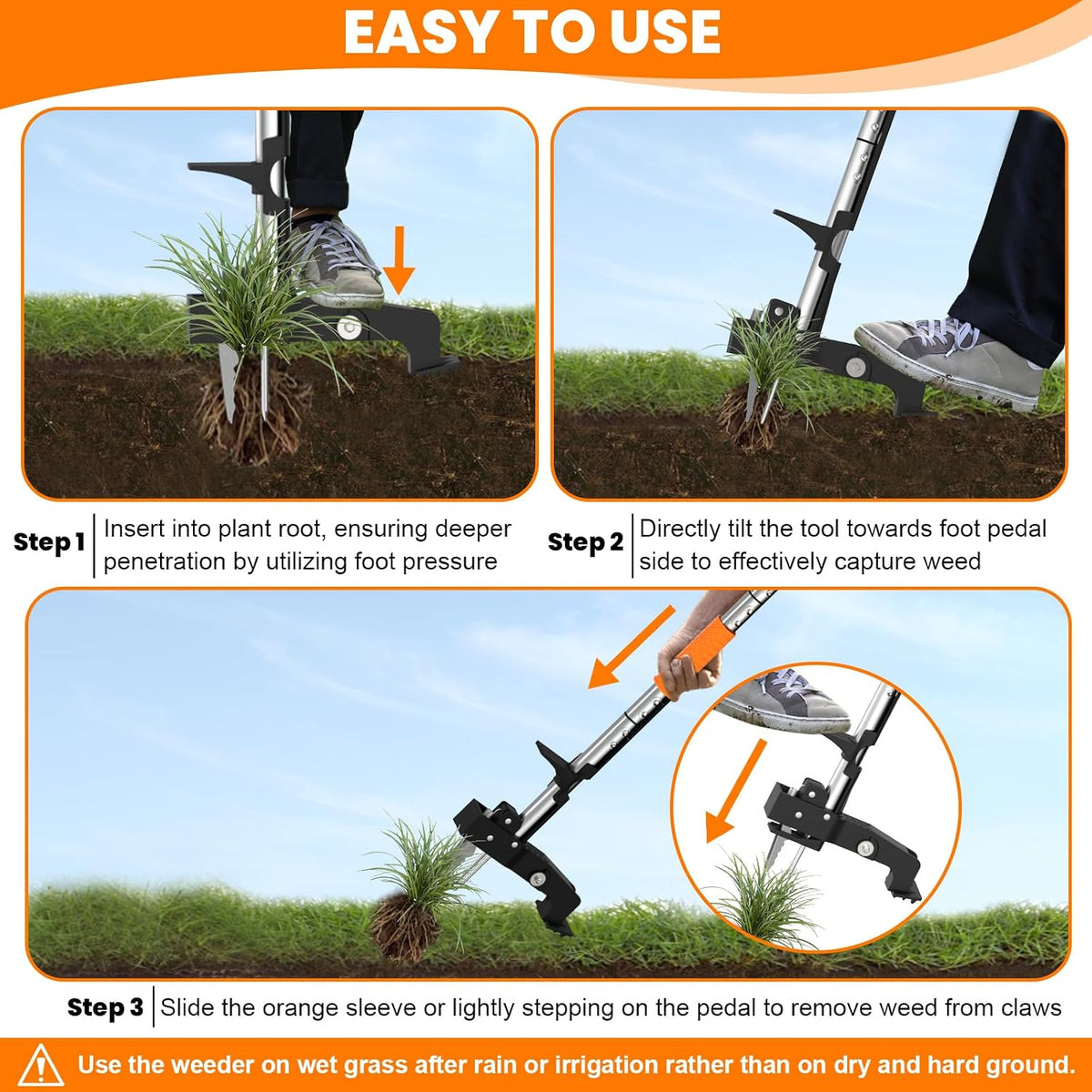Stand-Up Weed Puller with Long Handle