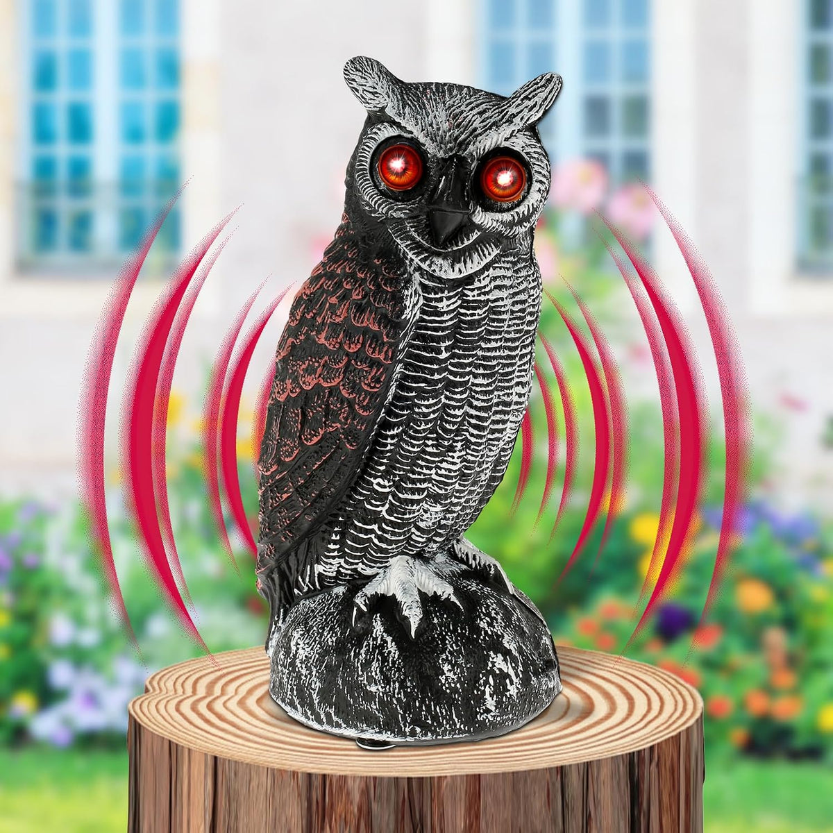 Solar Owl Bird Deterrent with Flashing Eyes