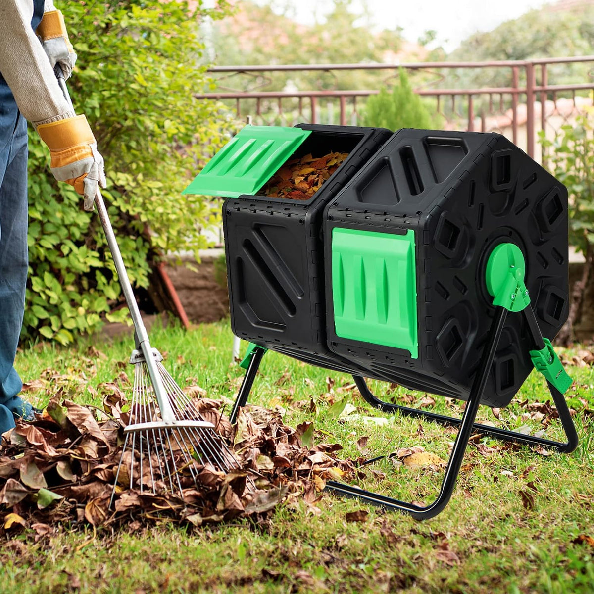 Costway Dual-Chamber Compost Tumbler, 130 L