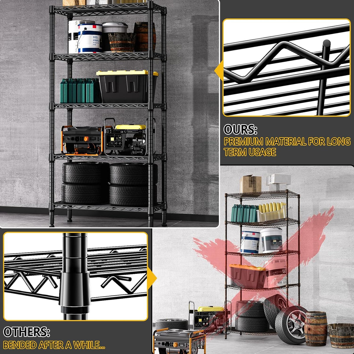 MZG Wire Storage Shelving Unit, 5 Tier
