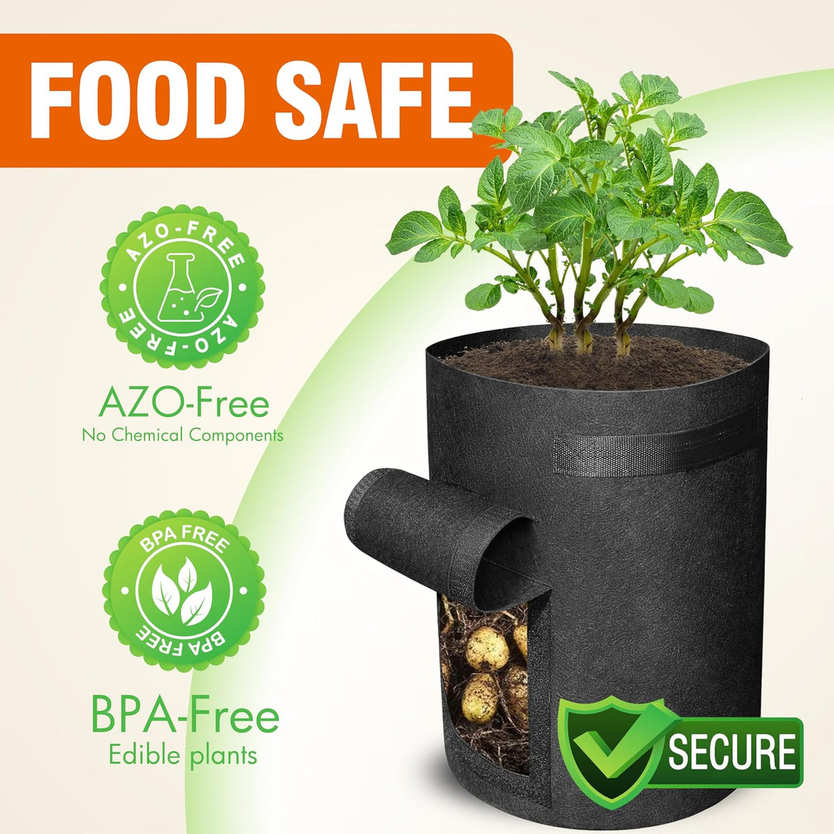 Gardzen Grow Bags, 6 Pack, 10 gal