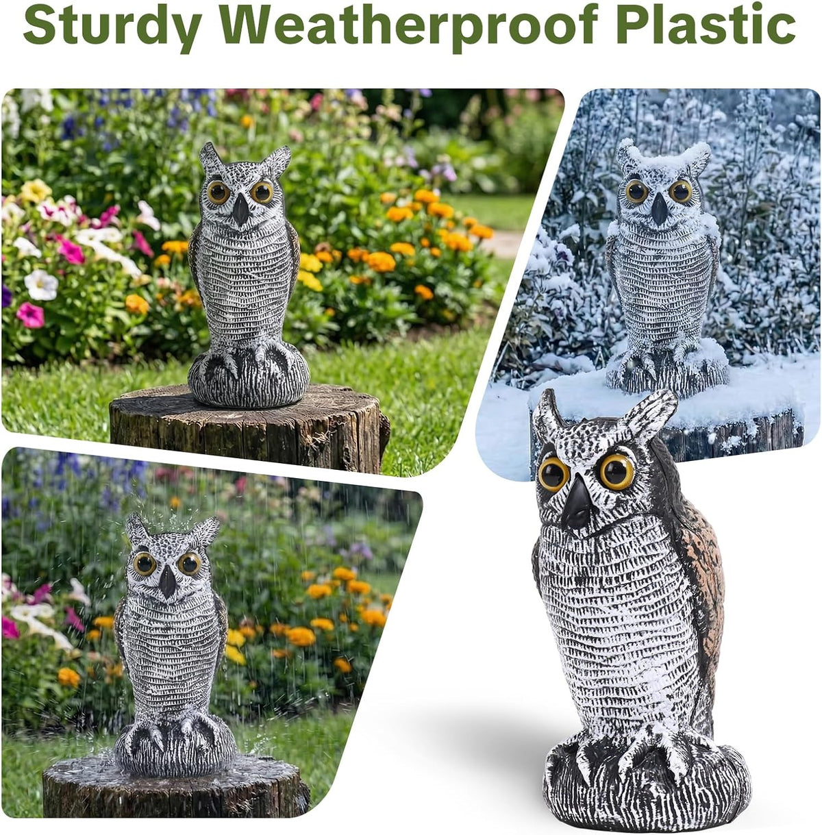 OFFO Fake Owl Bird Scarecrow, Brown & White, 21 cm