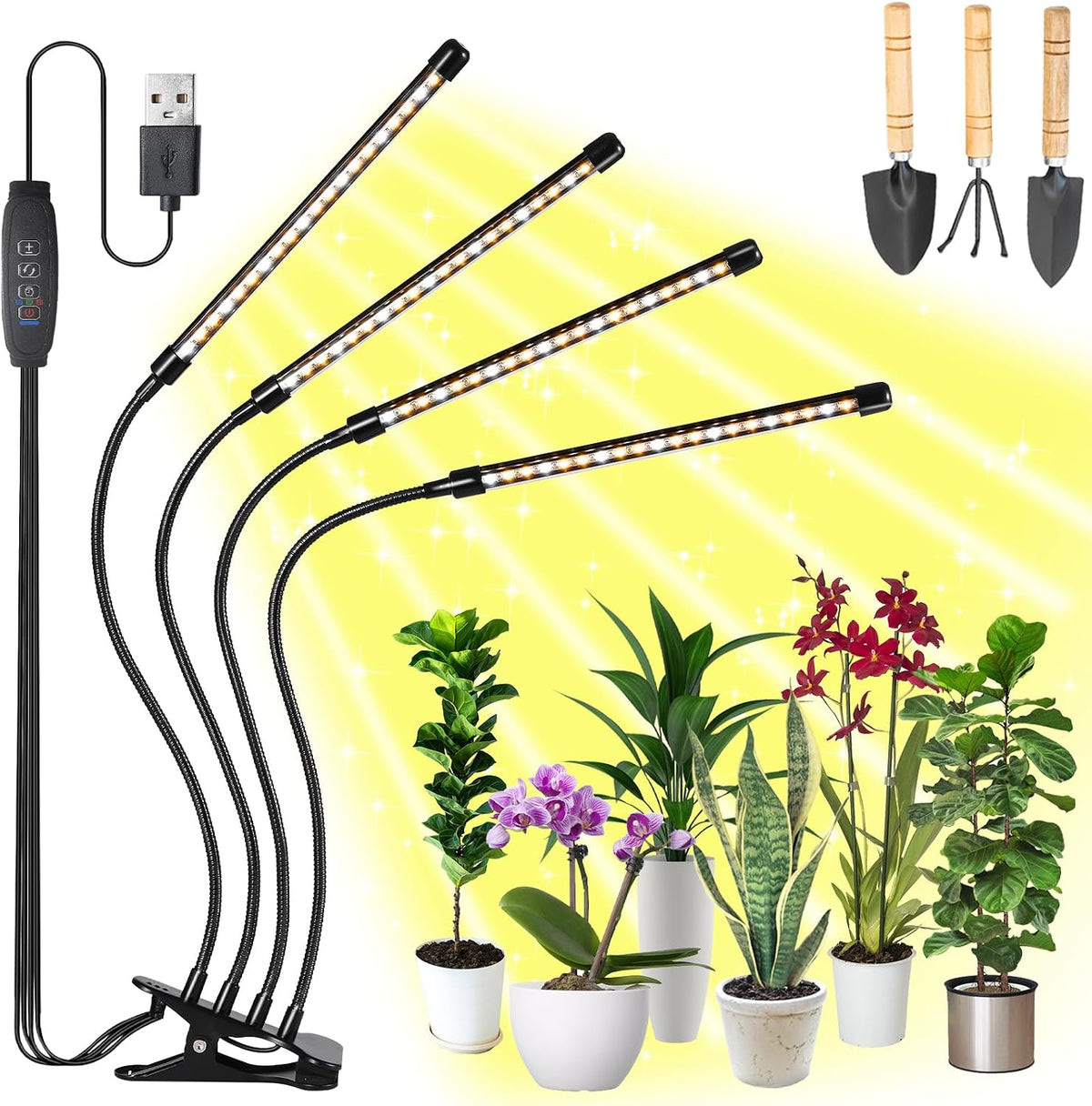 Clip-On LED Grow Lights with Timer, 2 Pack