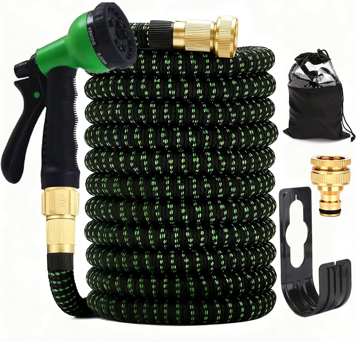 Stretch Garden Hose with 8-Function Nozzle, 7.5 m