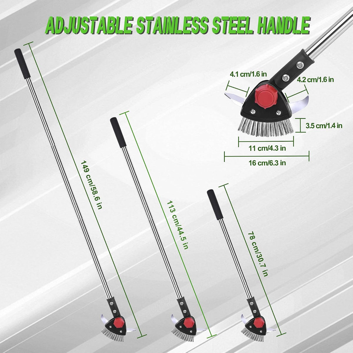 BARAYSTUS Adjustable Crack Weeder with Stainless Steel Brush
