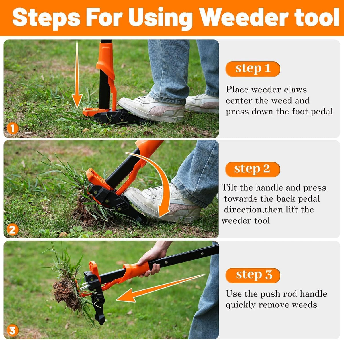 Stand-Up Weed Puller, 100 cm, 4 Claw