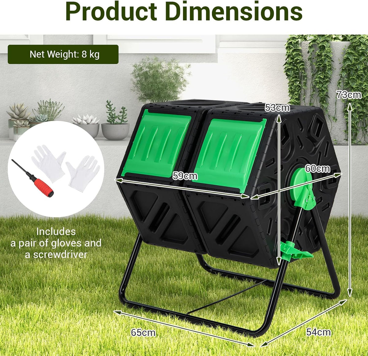 Costway Dual-Chamber Compost Tumbler, 130 L