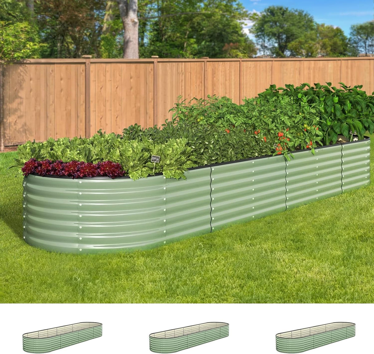 Livsip Galvanised Raised Garden Bed, 240 x 80 x 56 cm