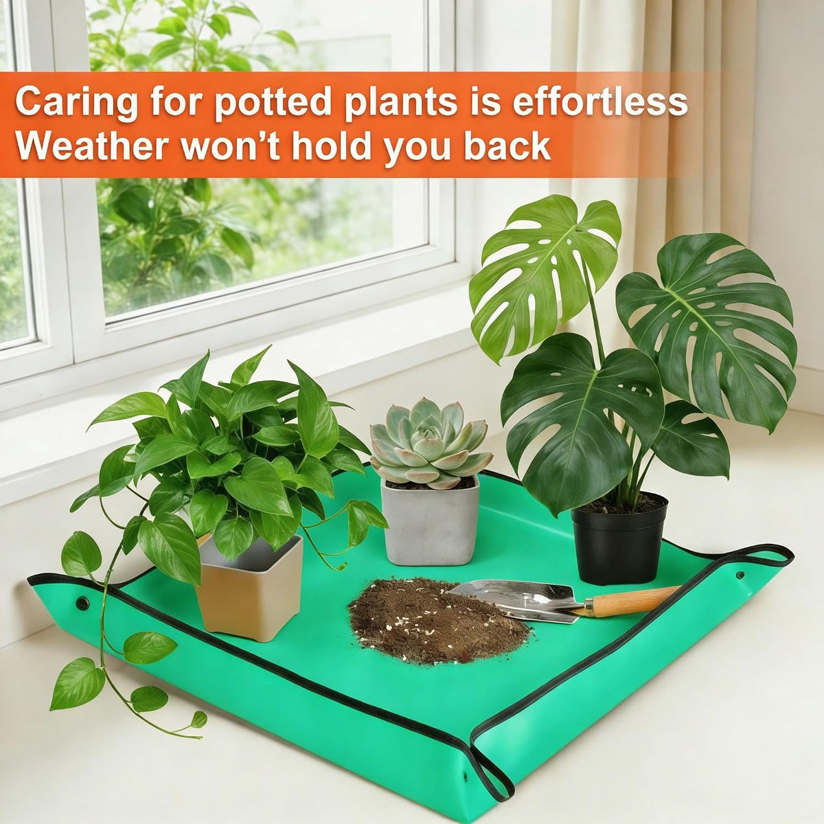 Waterproof Potting Mat with Snap Buttons, Orange