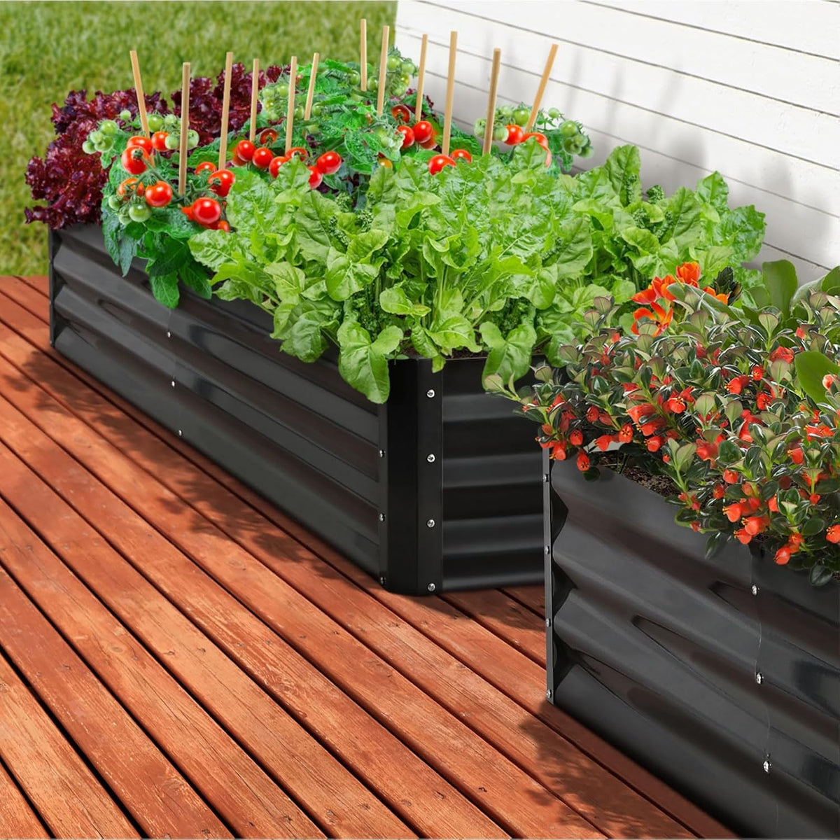 Livsip Galvanised Raised Garden Bed, 240 x 80 x 56 cm