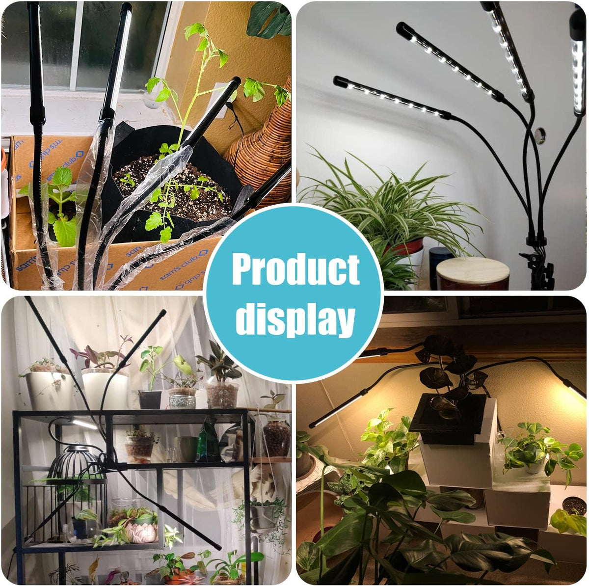 Clip-On LED Grow Lights with Timer, 2 Pack