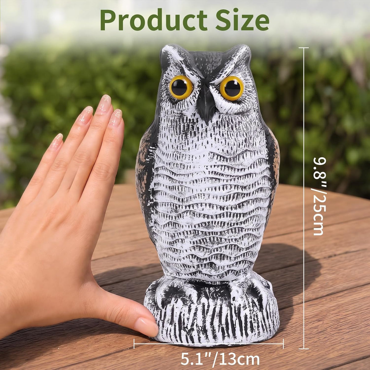 OFFO Fake Owl Bird Scarecrow, Brown & White, 21 cm