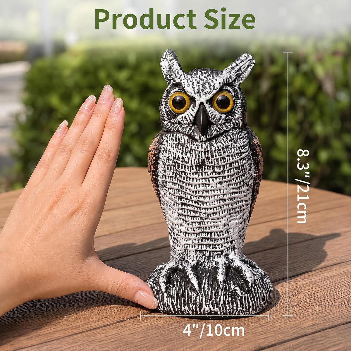 OFFO Fake Owl Bird Scarecrow, Brown & White, 21 cm