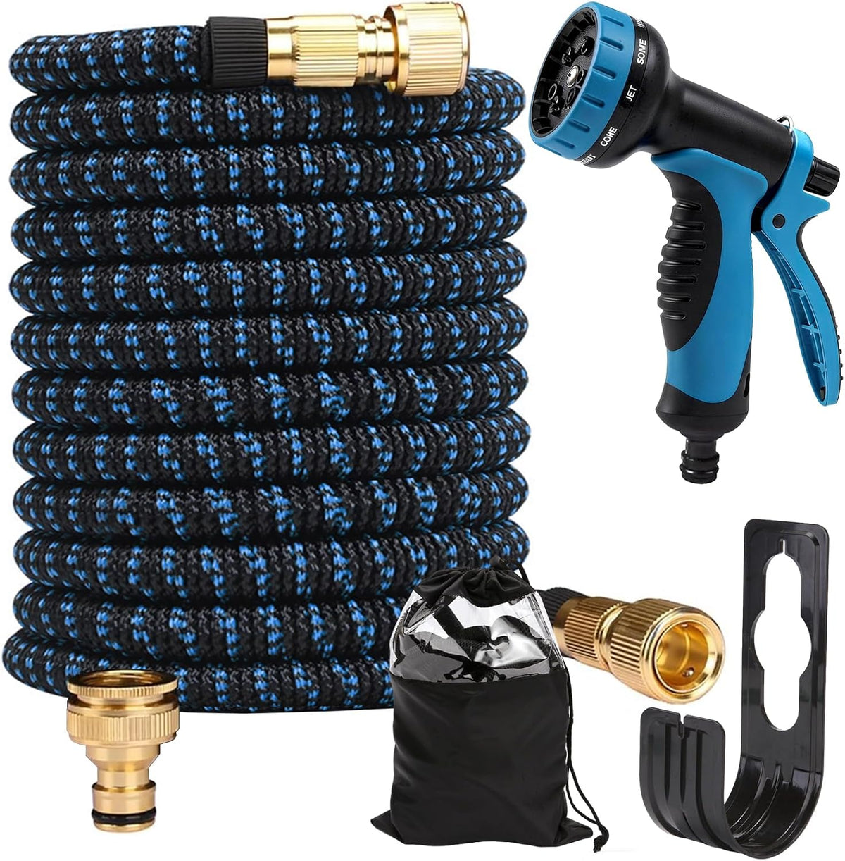 Stretch Garden Hose with 8-Function Nozzle, 7.5 m