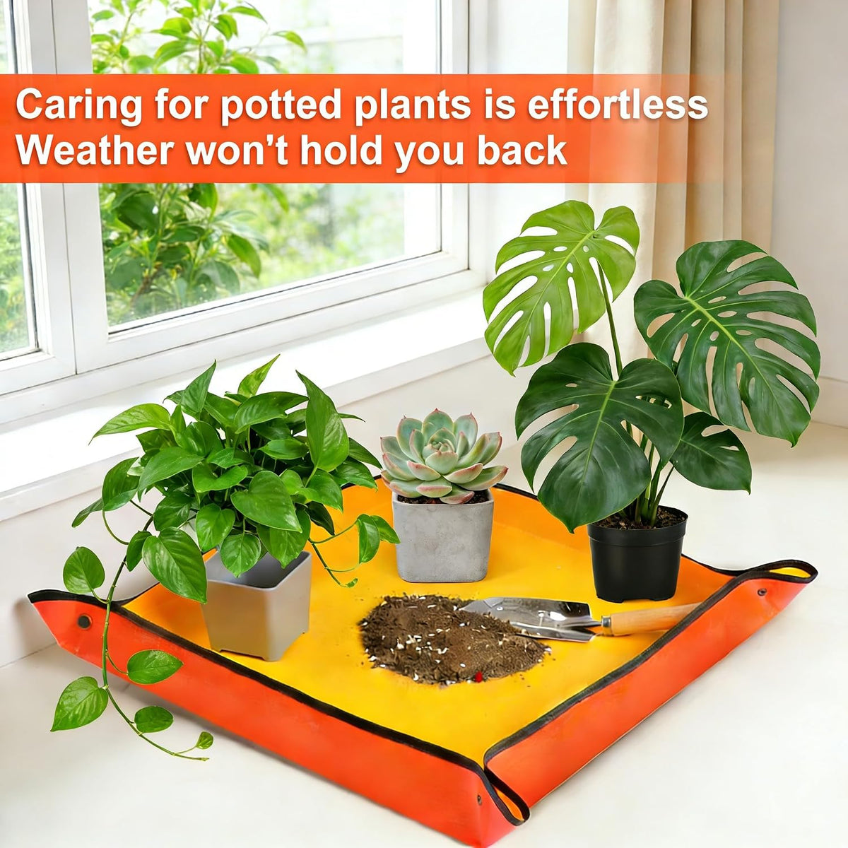 Waterproof Potting Mat with Snap Buttons, Orange