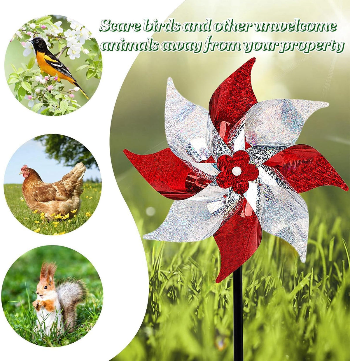 Hausse Reflective Pinwheels with Stakes, 10 Pack