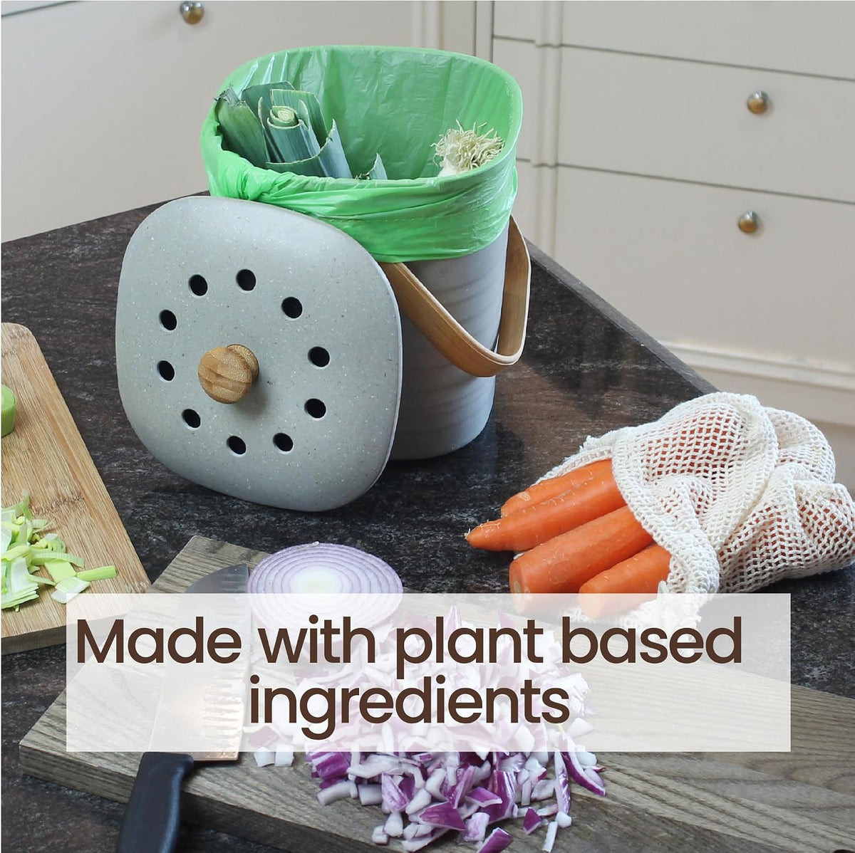 Eco Basics Compost Kitchen Bin, 4 L, Pebble