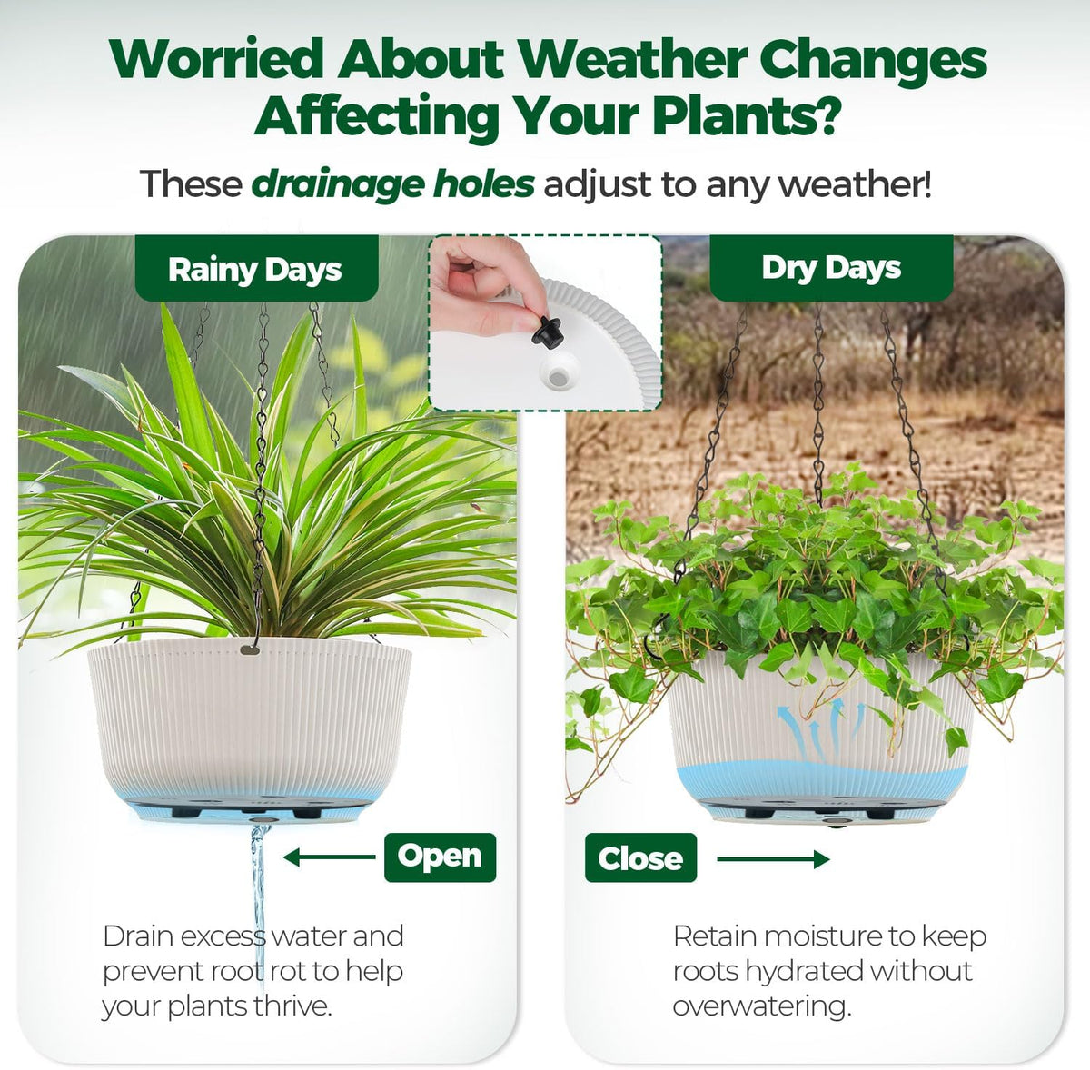 T4U Hanging Plant Pots, 2 Pack, 20 cm