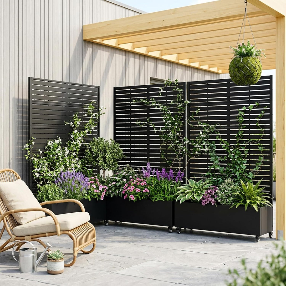 Galvanised Raised Garden Bed with Trellis