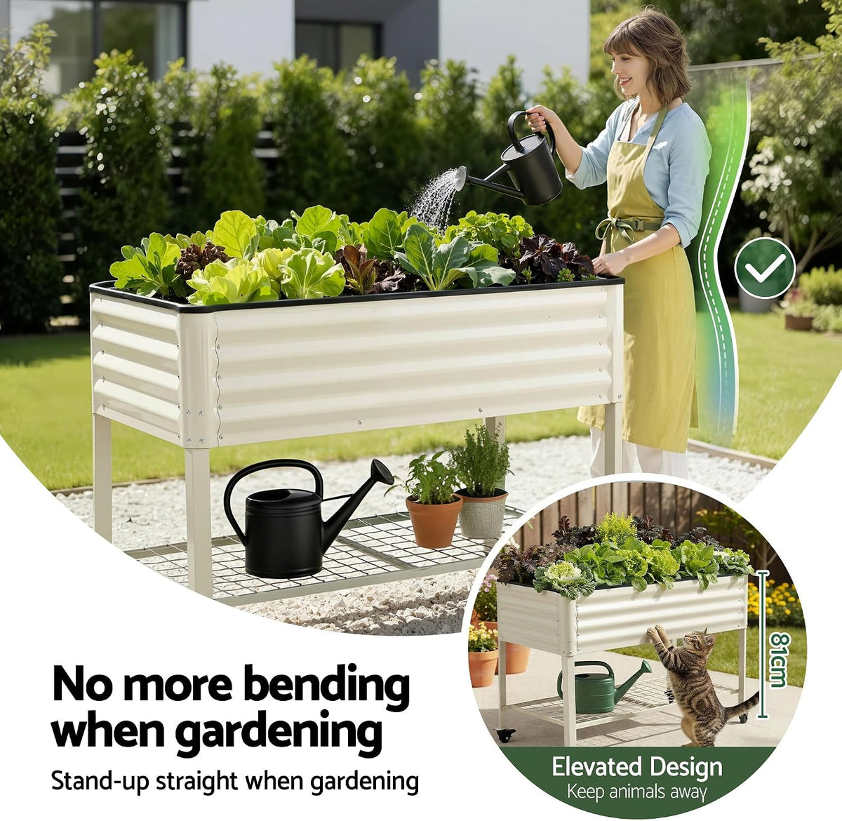 Green Fingers Mobile Raised Garden Bed, White