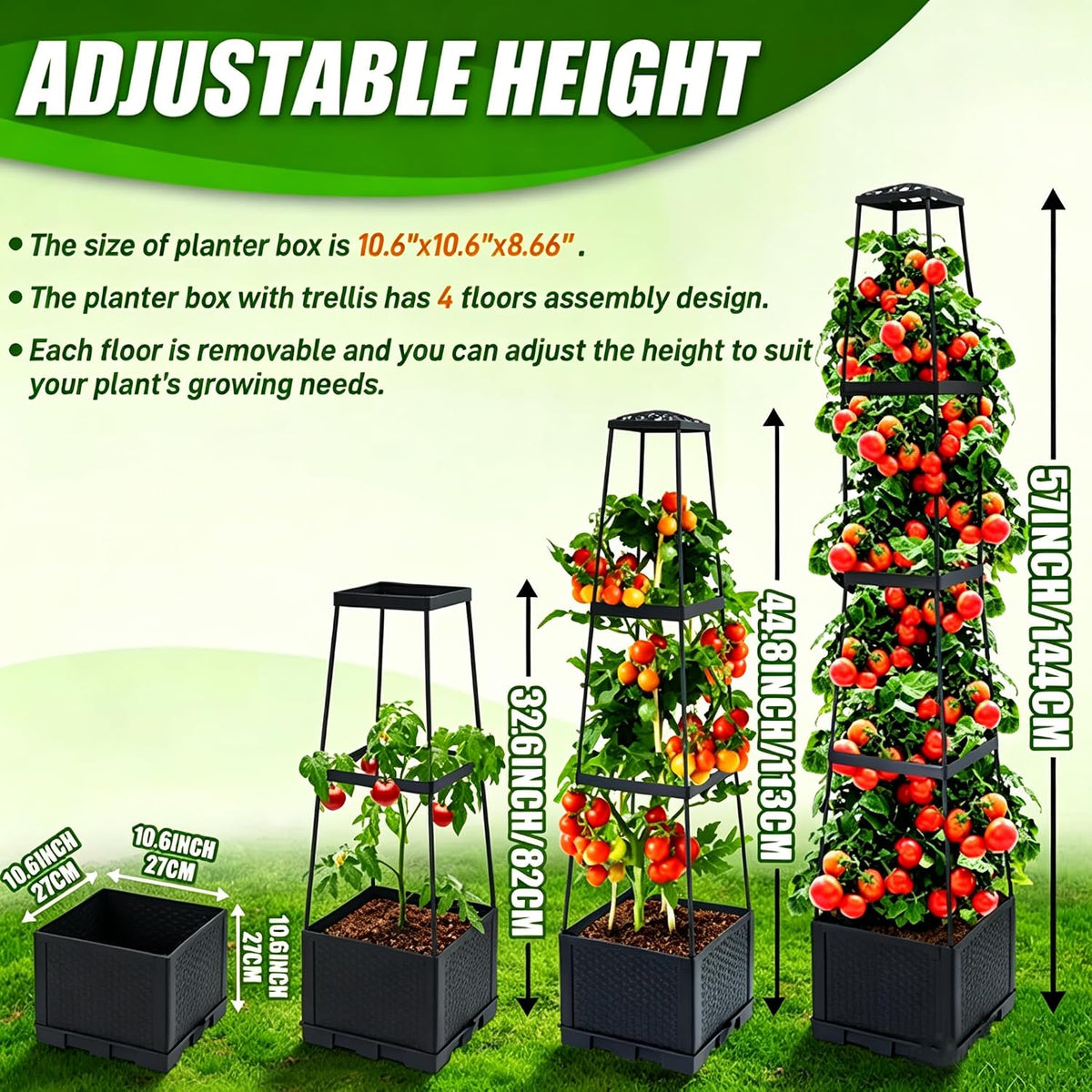 Raised Garden Bed Planter Box with Trellis