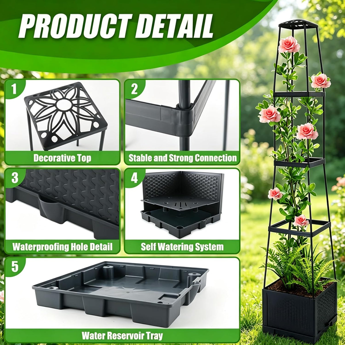 Raised Garden Bed Planter Box with Trellis