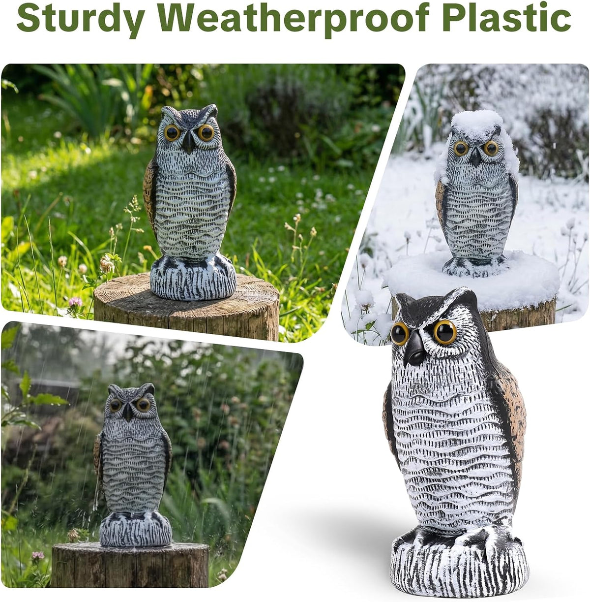 OFFO Fake Owl Bird Scarecrow, Brown & White, 21 cm