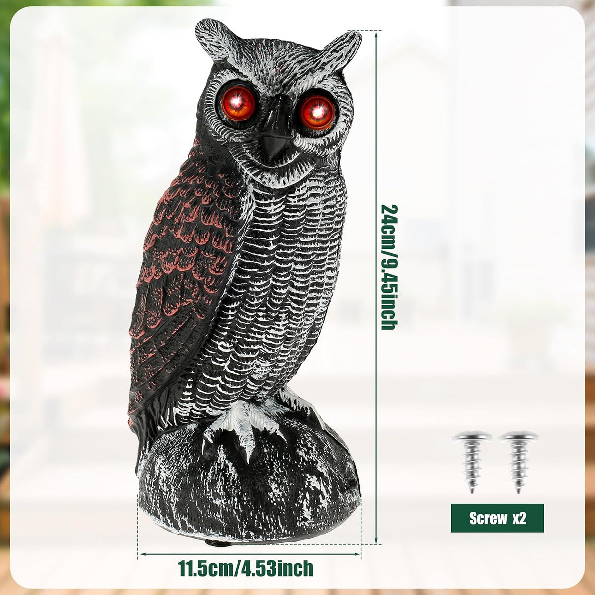 Solar Owl Bird Deterrent with Flashing Eyes