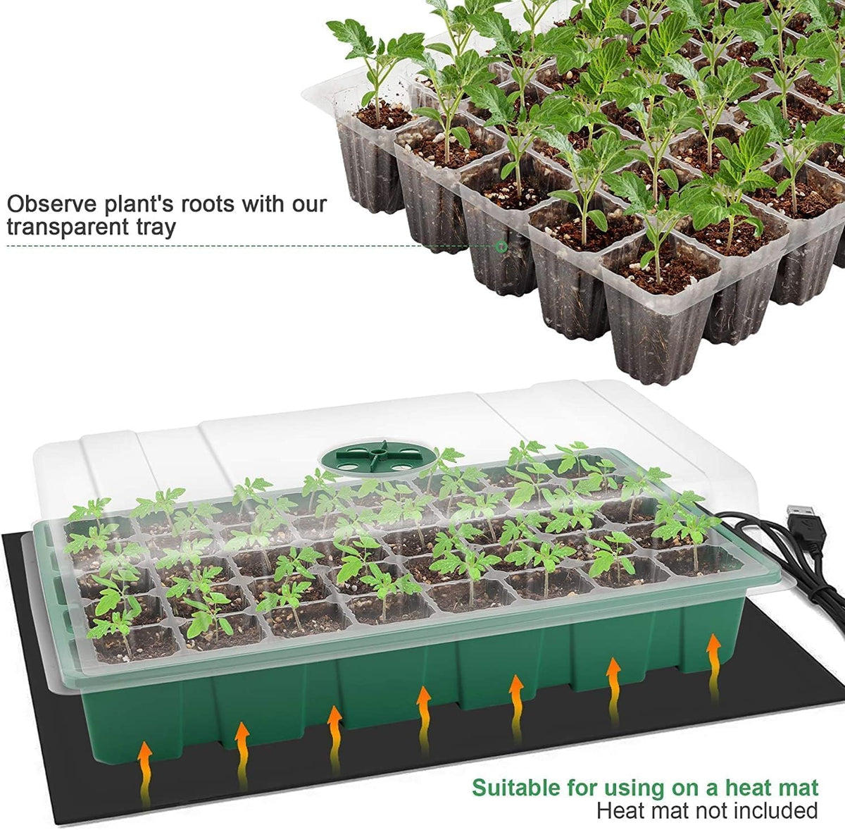 Seedling Trays with Vented Domes, 4 Pack