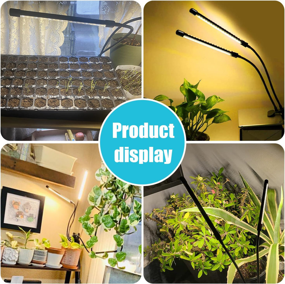 Clip-On LED Grow Lights with Timer, 2 Pack