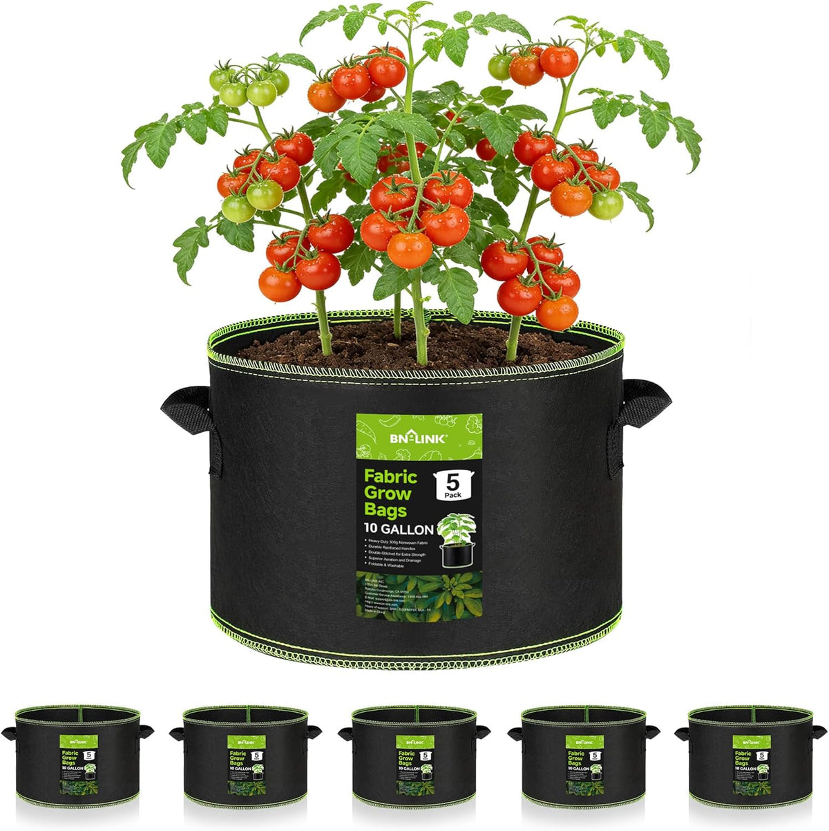 BN-Link Grow Bags, 5 Pack, 10 gal